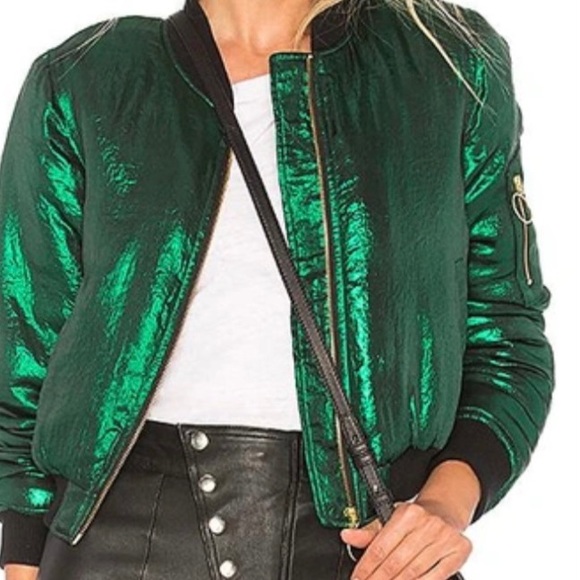 House of Harlow 1960 Jackets & Blazers - House of Harlow x Revolve Emerald Green Metallic Bomber Jacket